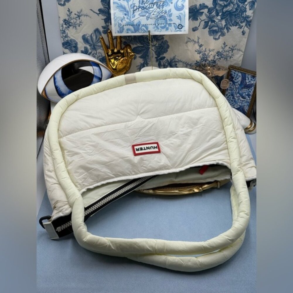 🆕 HUNTER 🧿 NWOT Large Framed Puffer Bag, White *MISSING CROSSBODY STRAP* - Picture 6 of 14